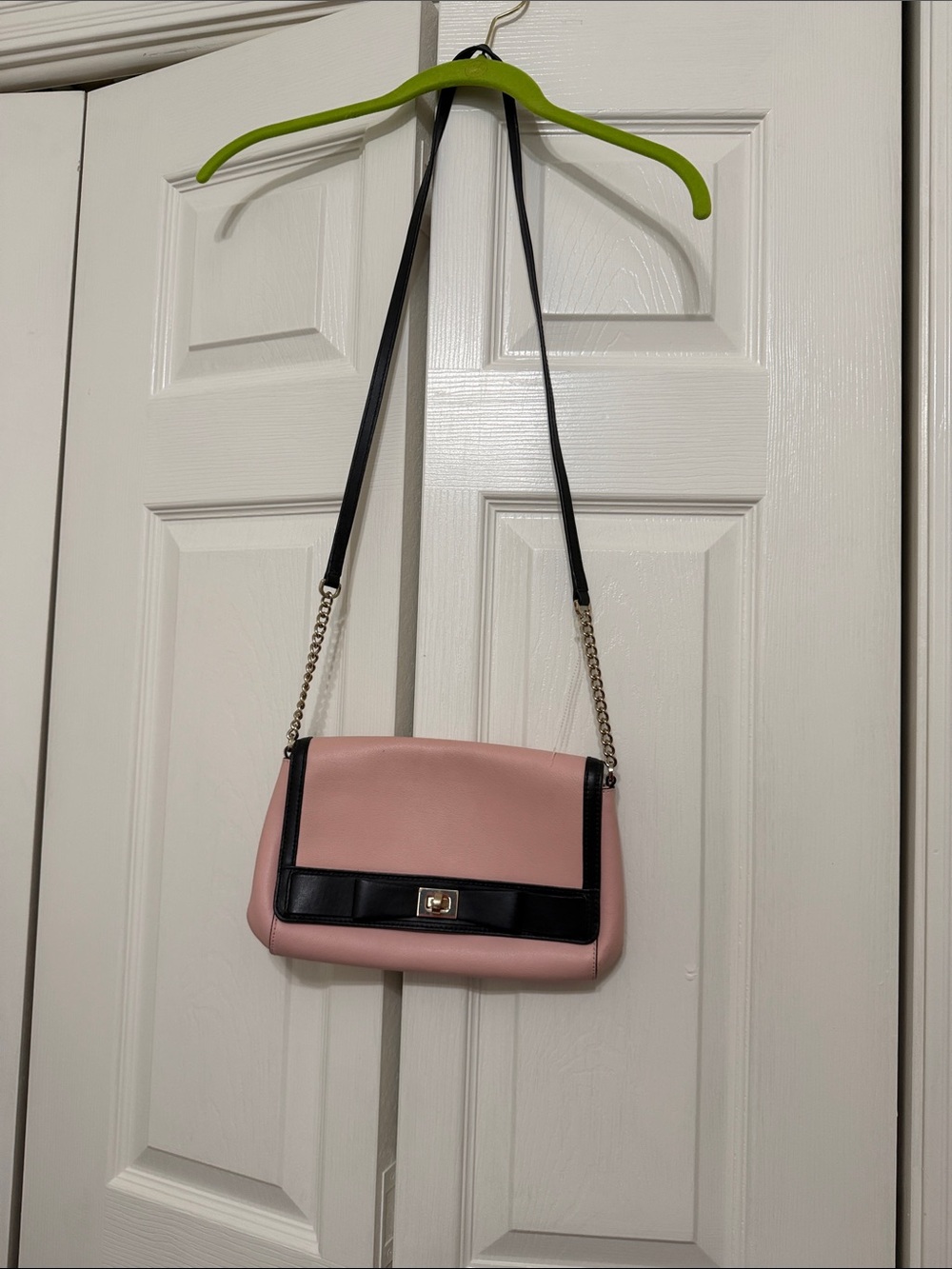 Kate Spade Pink and Black Chain-Strap Crossbody Bag